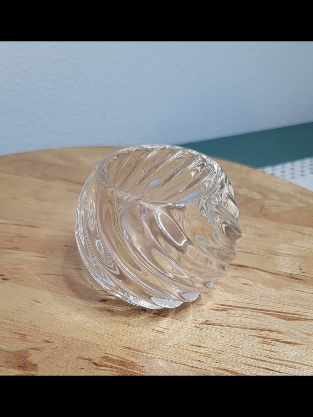 Vintage PartyLite Illusions clear swirl glass votive and tealight candle holder